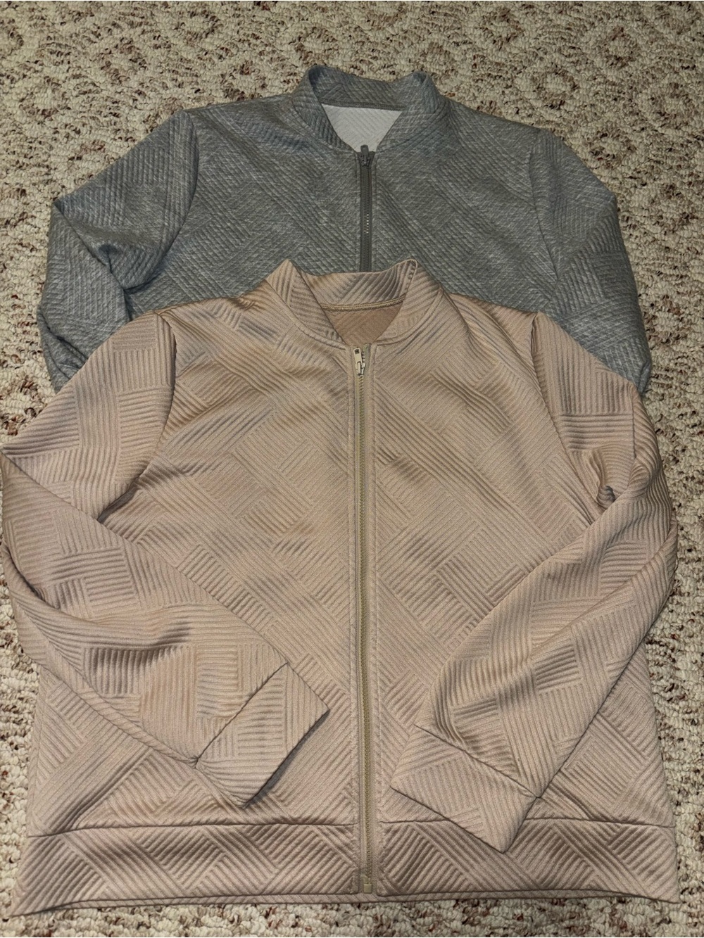 SHEIN Quilted Bomber Jacket in Taupe and Gray